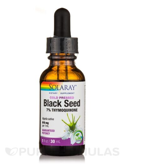 Основне фото товара Solaray, Black Seed 7% Thymoquinone, Чорний кмин, 30 мл