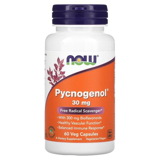 Основне фото товара NOW, Pycnogenol 30 mg, Пікногенол 30 мг, 60 капсул