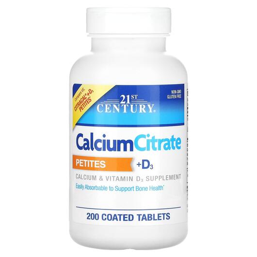Основне фото товара Calcium Citrate Petites + D3, Кальцій D3, 200 таблеток