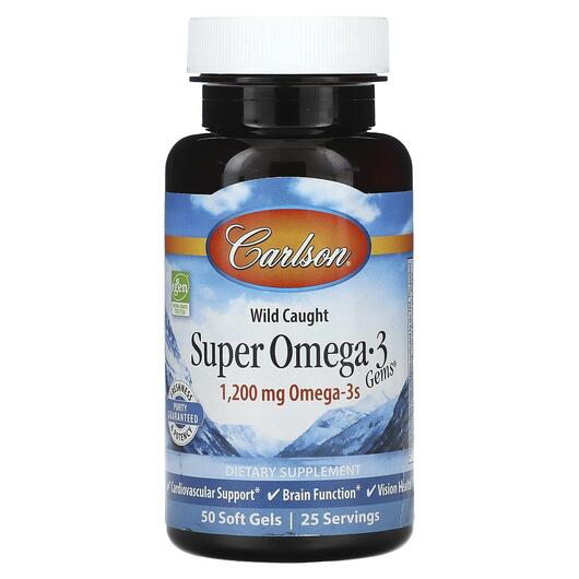 Основне фото товара Wild Caught Super Omega-3 Gems 600 mg, Омега 3, 50 капсул