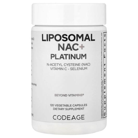 Основне фото товара CodeAge, Liposomal NAC+ Platinum, N-ацетилцистеїн, 120 капсул
