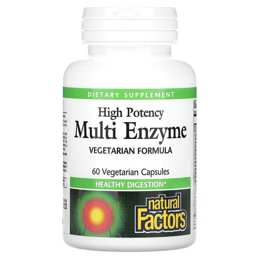Основне фото товара Natural Factors, High Potency Multi Enzyme, Ферменти, 60 капсул