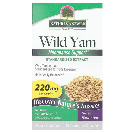 Основне фото товара Nature's Answer, Wild Yam 220 mg, Дикий Ямc, 60 капсул