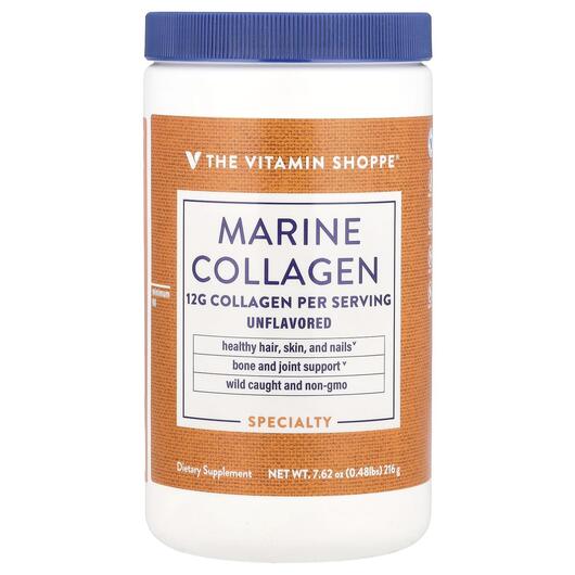 Основне фото товара TheVitaminShoppe, Marine Collagen Unflavored, Колаген, 216 г