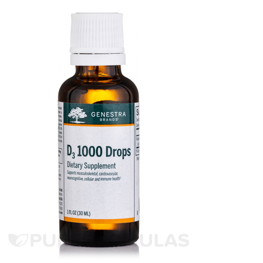 Основне фото товара Genestra, D3 1000 Drops, Рідкий Вітамін D3, 30 мл