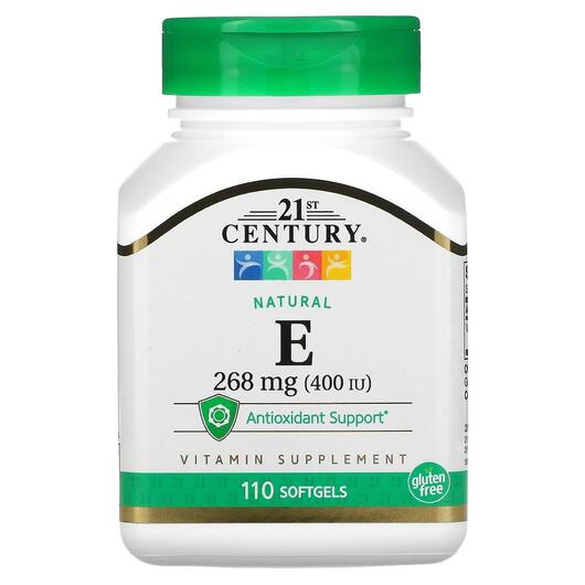 Основне фото товара 21st Century, Natural E 400 IU, Вітамін E 400 ME, 110 капсул