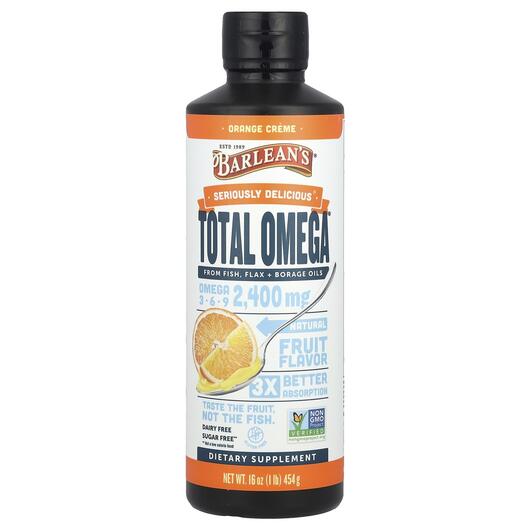 Основне фото товара Barlean's, Total Omega 3-6-9 Orange, Омега 3-6-9, 454 г