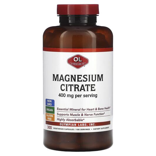 Основне фото товара Olympian Labs, Magnesium Citrate 133 mg, Магній, 300 капсул