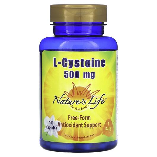 Основне фото товара Natures Life, L-Cysteine 500 mg, L-Цистеїн, 100 капсул