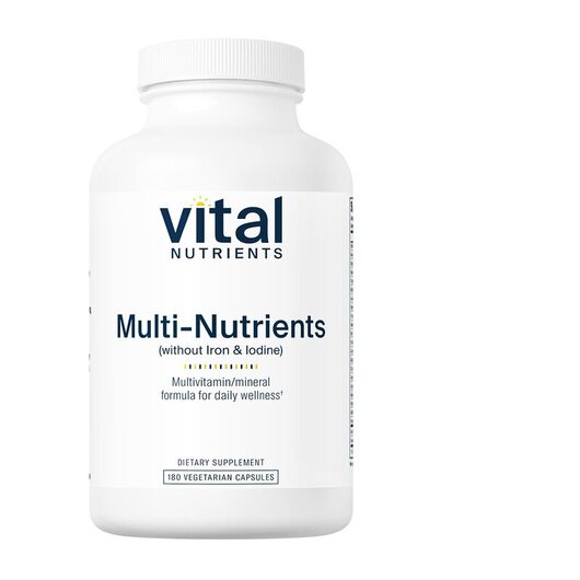 Основне фото товара Multi-Nutrients No Iron or Iodine, Мультивітаміни, 180 капсул