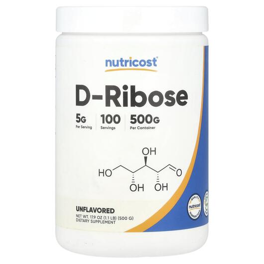 Основне фото товара Nutricost, D-Ribose Unflavored, D-рибоза, 500 г
