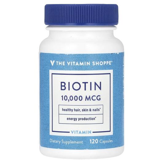 Основне фото товара TheVitaminShoppe, Biotin 10000 mcg, Вітамін B7 Біотин, 120 капсул