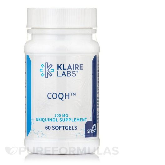 Основне фото товара Klaire Labs, CoQH 100 mg, Коензим CoQ10, 60 капсул