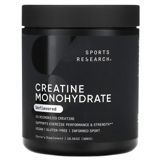 Основне фото товара Sports Research, Creatine Monohydrate Unflavored, Креатин, 300 г
