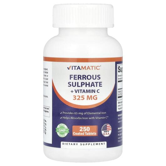 Основне фото товара Ferrous Sulphate + Vitamin C 325 mg, Залізо, 250 таблеток