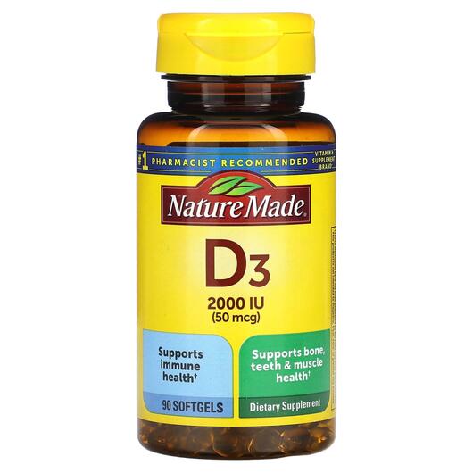 Основне фото товара Vitamin D3 2000 IU 50 mcg, Вітамін D3 Холекальциферол, 90 капсул