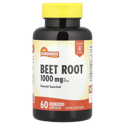 Основне фото товара Sundance Vitamins, Beet Root 1000 mg, Червоний буряк, 60 капсул