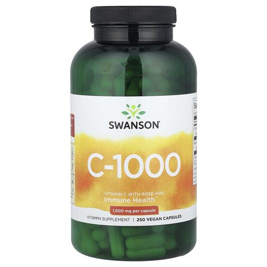 Основне фото товара Swanson, Vitamin C with Rose Hips, Вітамін С 1000 мг, 250 капсул