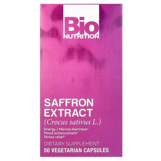 Основне фото товара Bio Nutrition, Saffron Extract, Шафран, 50 капсул