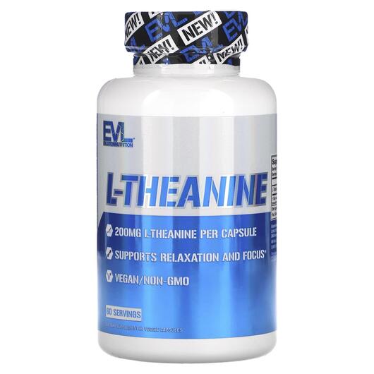 Основне фото товара EVLution Nutrition, L-Theanine 200 mg, L-Теанін, 60 капсул