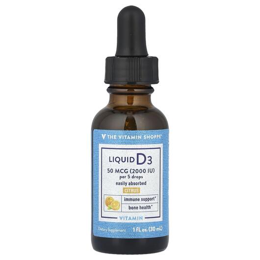 Основне фото товара Liquid Vitamin D3 Citrus 50 mcg, Вітамін D3 Холекальциферол, 30 м