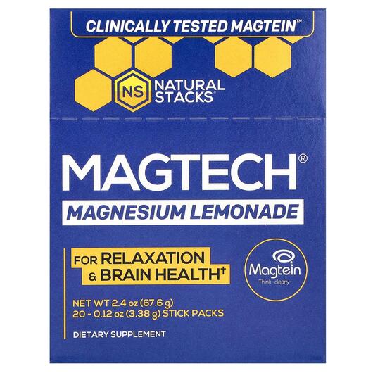 Основне фото товара MagTech Magnesium Drink Mix Lemonade 20 Stick, Магній, 3.23 g Eac