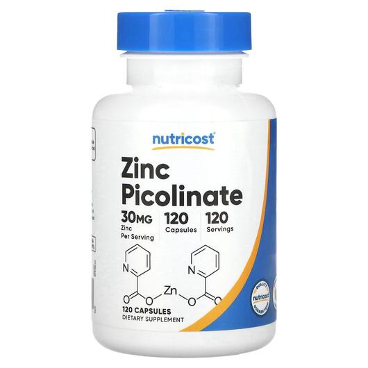 Основне фото товара Nutricost, Zinc Picolinate 30 mg, Цинк Піколінат, 120 капсул