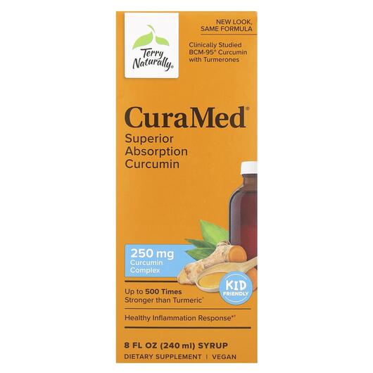 Основне фото товара CuraMed Syrup Superior Absorption Curcumin 250 mg, Куркумін, 240 