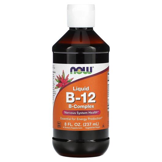 Основне фото товара NOW, Liquid B-12 B-Complex, Вітамін B12 в краплях, 237 мл