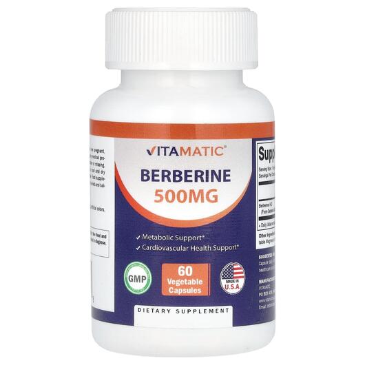 Основне фото товара Vitamatic, Berberine 500 mg, Берберин, 60 капсул
