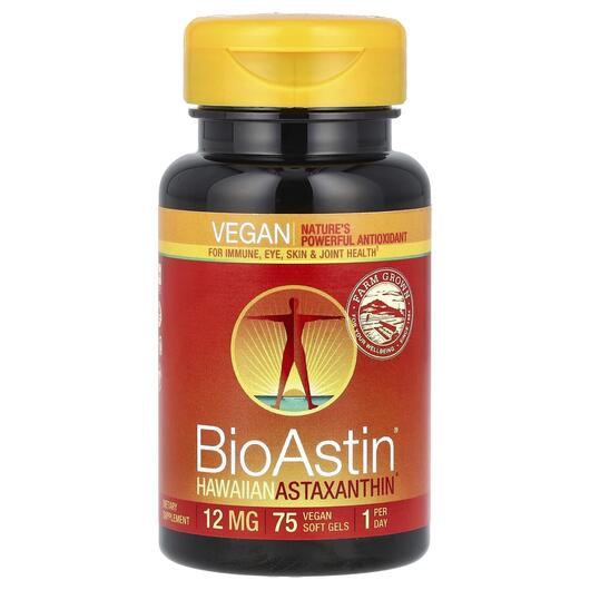 Основне фото товара Nutrex Hawaii, BioAstin 12 mg, Астаксантин, 75 Vegan Soft Gels