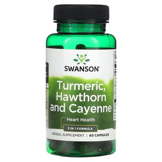 Основне фото товара Swanson, Turmeric Hawthorn and Cayenne, Куркумін, 60 капсул