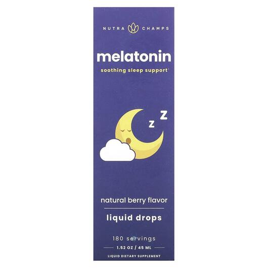Основне фото товара Melatonin Liquid Drops Natural Berry, Мелатонін, 45 мл