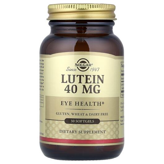 Основне фото товара Solgar, Lutein 40 mg, Лютеїн 40 мг, 30 капсул