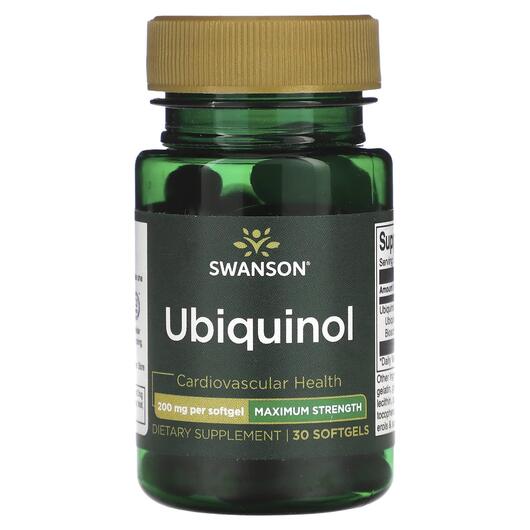 Основне фото товара Swanson, Ubiquinol Maximum Strength 200 mg, Убіхінол, 30 капсул