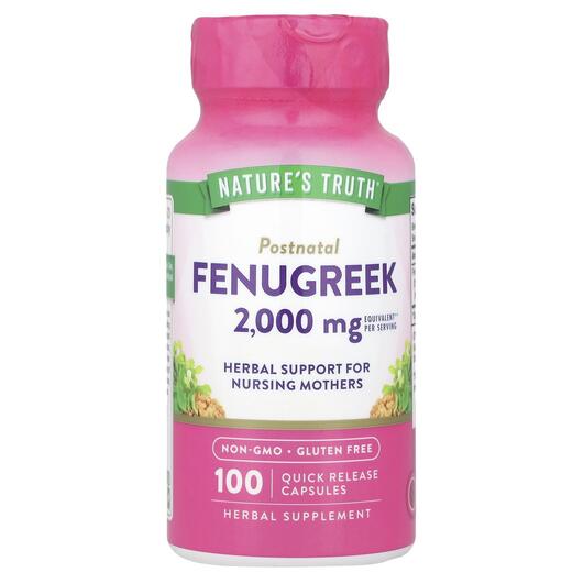 Основне фото товара Nature's Truth, Fenugreek 2000 mg, Пажитник, 100 капсул