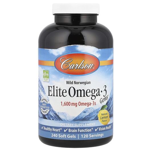 Основне фото товара Carlson, Elite Omega 3, Риб'ячий жир Омега-3 1600 г, 240 кап