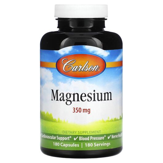 Основне фото товара Carlson, Magnesium 350 mg, Магній 350 мг, 180 капсул