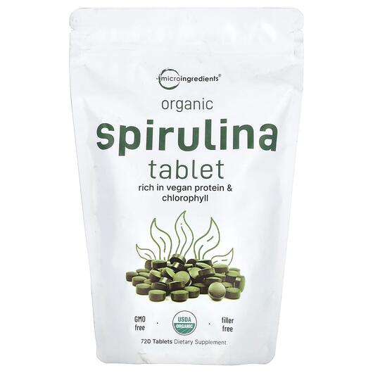 Основне фото товара Organic Spirulina Tablet, Спіруліна, 720 таблеток