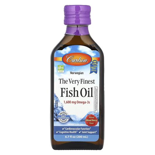 Основне фото товара Carlson, The Very Finest Fish Oil, Риб'ячий жир Омега-3, 200