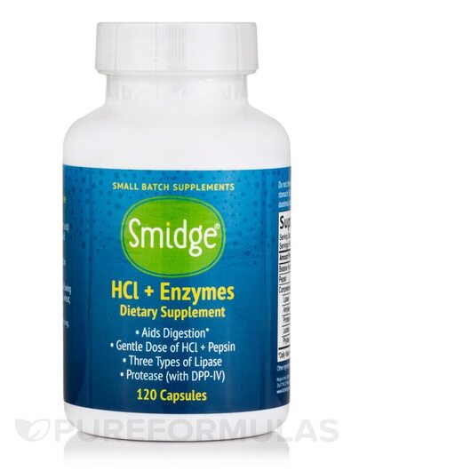 Основне фото товара Smidge, HCI + Enzymes, Ферменти, 120 капсул