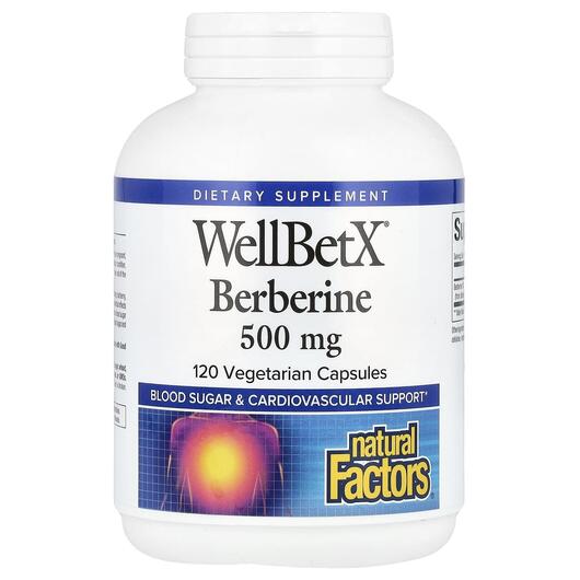 Основне фото товара Natural Factors, WellBetX Berberine 500 mg, Берберин, 120 капсул