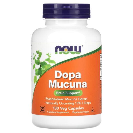 Основне фото товара NOW, Dopa Mucuna, Мукуна, 180 капсул