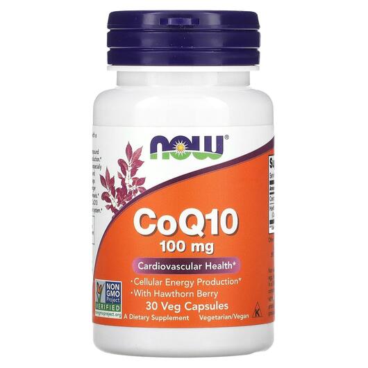 Основне фото товара NOW, CoQ10 100 mg, Коензим CoQ10, 30 капсул