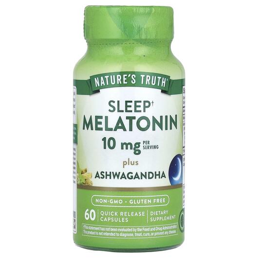 Основне фото товара Sleep Melatonin Plus Ashwagandha 10 mg, Мелатонін, 60 капсул