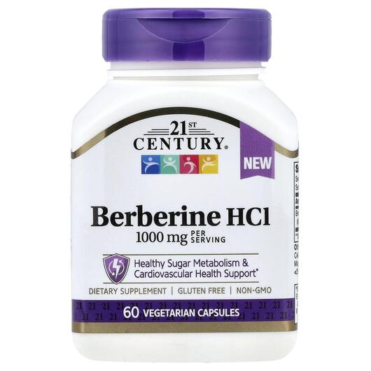 Основне фото товара 21st Century, Berberine HCI, Берберин, 60 капсул