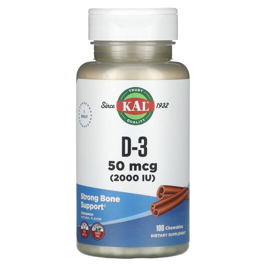 Основне фото товара D-3 Cinnamon 50 mcg 2000, Вітамін D3 Холекальциферол, 100 таблето