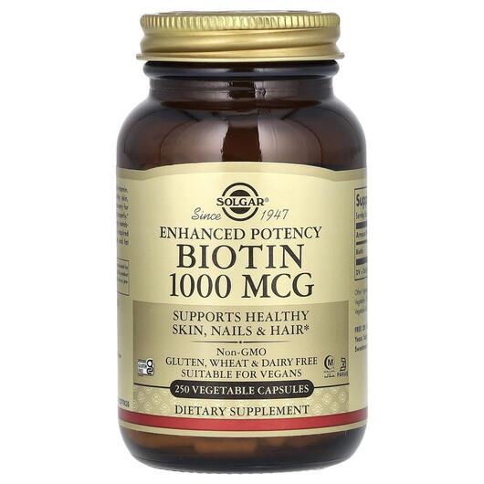 Основне фото товара Solgar, Biotin 1000 mcg, Біотин 1000 мкг, 250 капсул