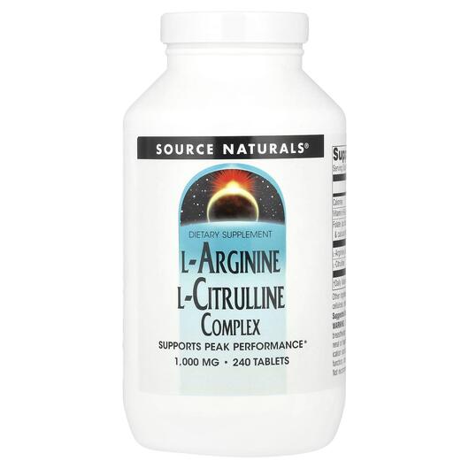 Основне фото товара L-Arginine L-Citrulline Complex 1000 mg, L-Цитрулін, 240 таблеток