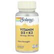 Solaray, Vitamin D3 + K2, Вітамін D3 + K2, 60 капсул